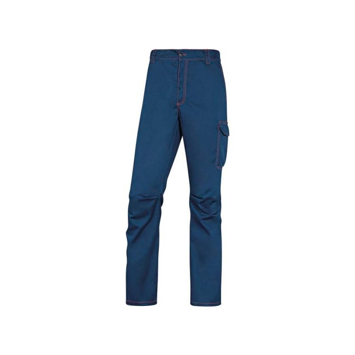 Pantalon De Trabajo Deltaplus Cintura Elastica 5 Bolsillos Color Azul Marino - Naranja Talla XL 1