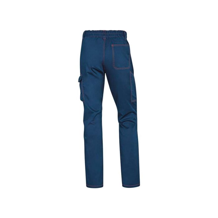 Pantalon De Trabajo Deltaplus Cintura Elastica 5 Bolsillos Color Azul Marino - Naranja Talla XL 2