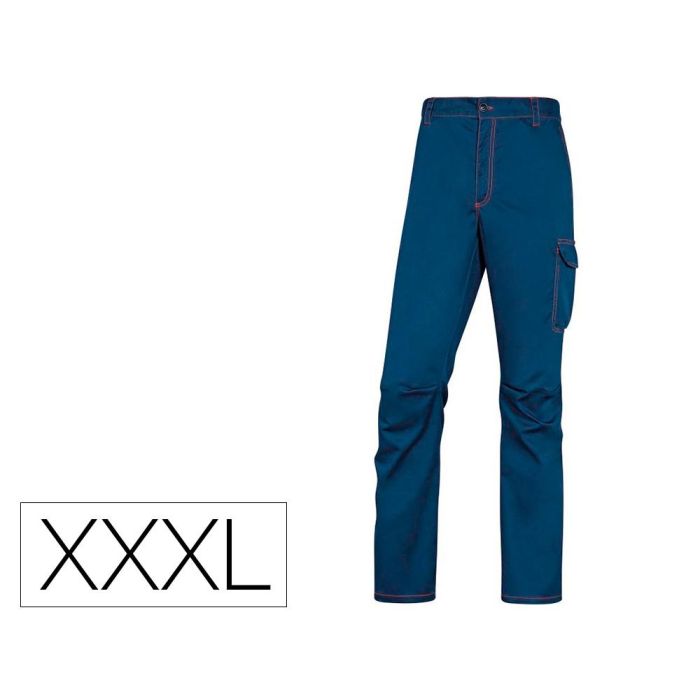 Pantalon De Trabajo Deltaplus Cintura Elastica 5 Bolsillos Color Azul Marino - Naranja Talla Xxxl