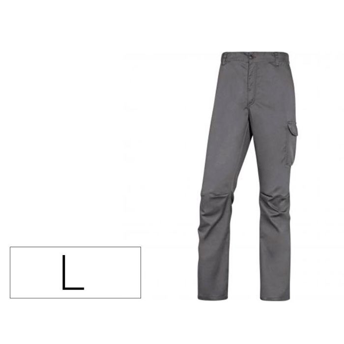 Pantalon De Trabajo Deltaplus Cintura Elastica 5 Bolsillos Color Gris - Negro Talla L