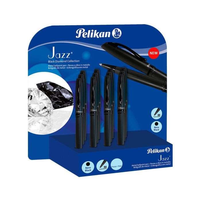 Boligrafo Pelikan Jazz Black Diamond Expositor De 12 Unidades