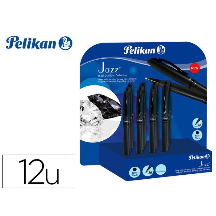 Boligrafo Pelikan Jazz Black Diamond Expositor De 12 Unidades