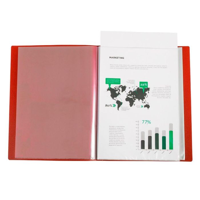 Carpeta Liderpapel 80 Fundas Canguro Pp Din A4 Rojo Translucido Portada Y Lomo Personalizable 1