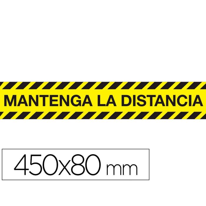 Cinta Adhesiva De Señalizacion Mantenga La Distancia De Seguridad Pvc 165 Mc 450x80 mm 5 unidades