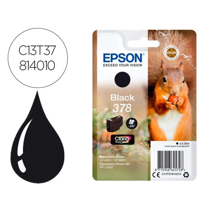 Epson Tinta Negro Xp-8500, 8505, 15000 - Nº 378 cLaria Photo