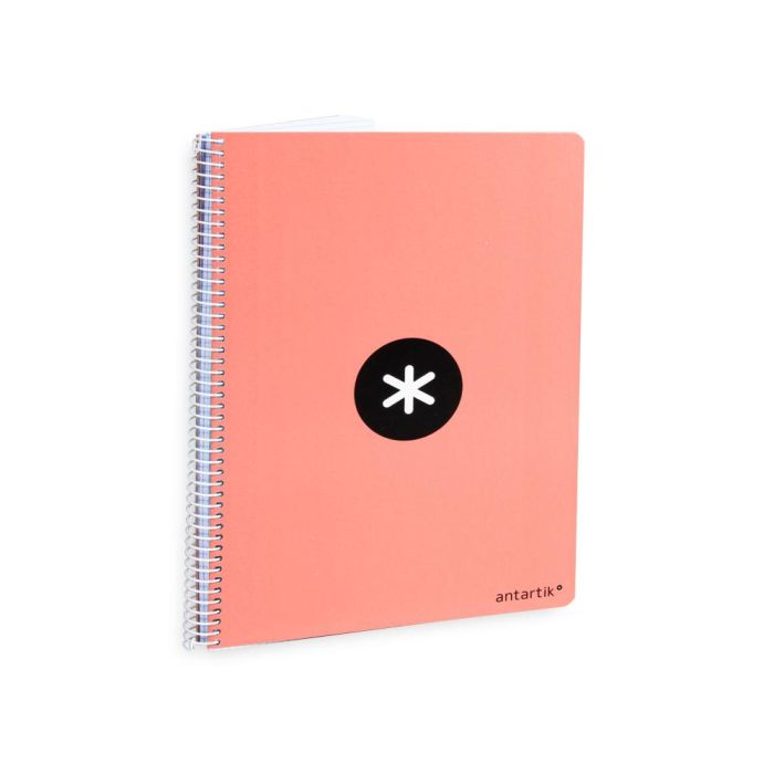 Cuaderno Espiral A4 Antartik Tapa Dura 80H 90 gr Cuadro 4 mm Con Margen Color Coral