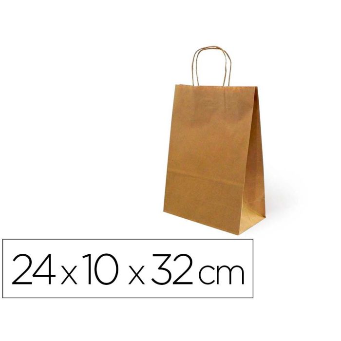 Bolsa Kraft Basika Natural Reciclado 90 gr Asa Retorcida Tamaño -'S-' 240x100X320 mm 250 unidades