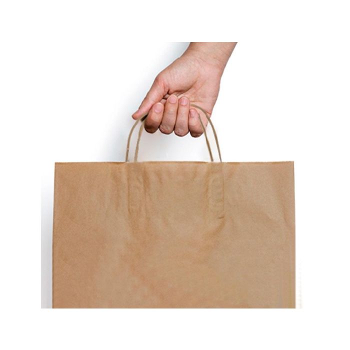 Bolsa Kraft Basika Natural Reciclado 90 gr Asa Retorcida Tamaño -'L-' 320x140X400 mm 250 unidades 4