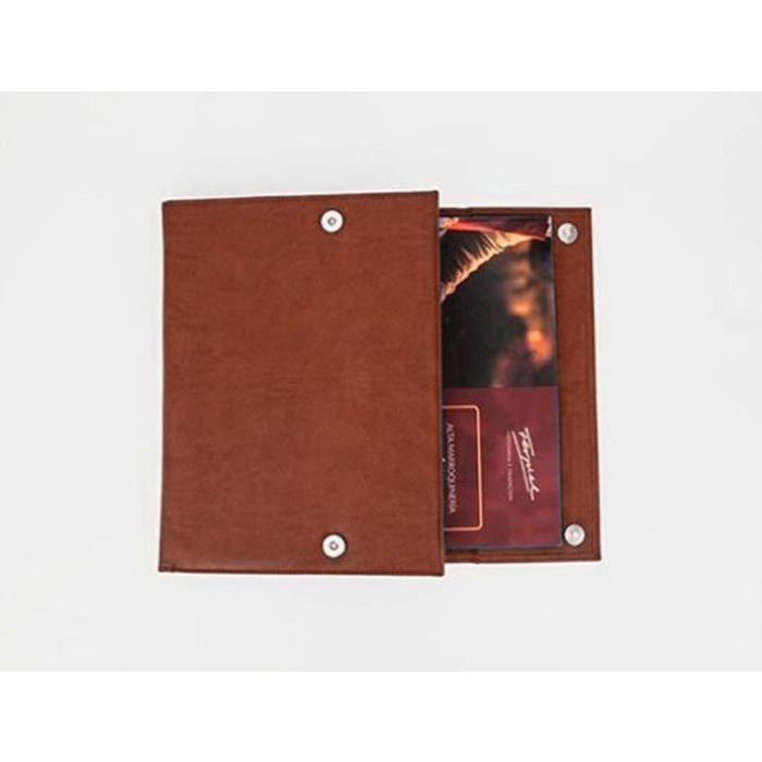 Carpeta Portadocumentos Q-Connect Artesania Piel Sintetica Doble Cierre Iman Color Cuero 260x235X35 mm 2