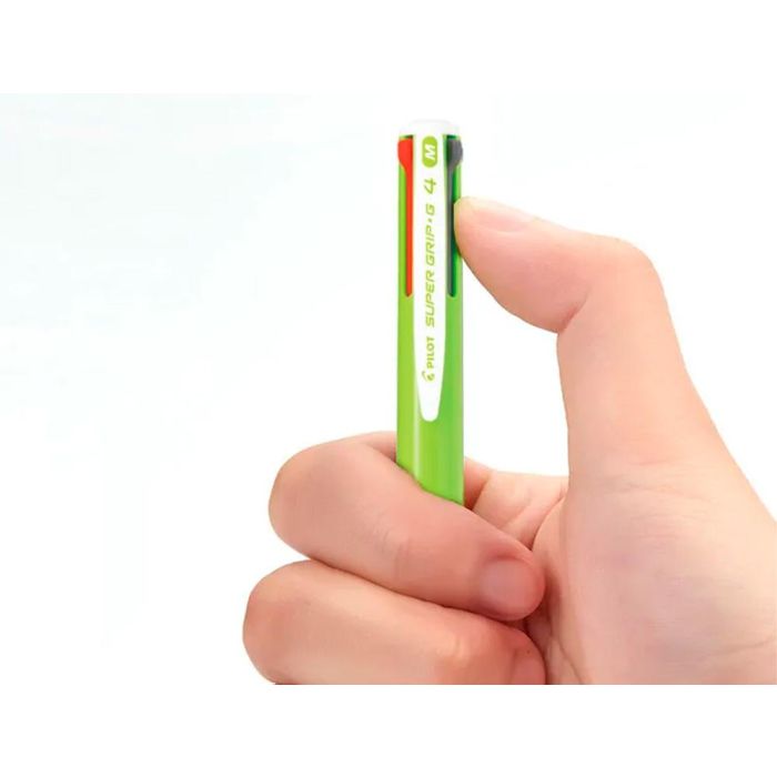 Boligrafo Pilot Super Grip G 4 Colores Retractil Sujecion De Caucho Tinta Base De Aceite Cuerpo Color Verde 12 unidades 2