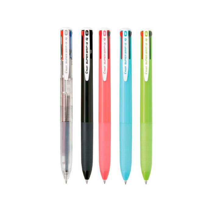 Boligrafo Pilot Super Grip G 4 Colores Retractil Sujecion De Caucho Tinta Base De Aceite Cuerpo Color Verde 12 unidades 4