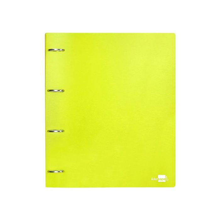 Carpeta Liderpapel 4 Anillas Mixtas 40 mm Polipropileno Din A4 Amarillo Fluor Opaco 1