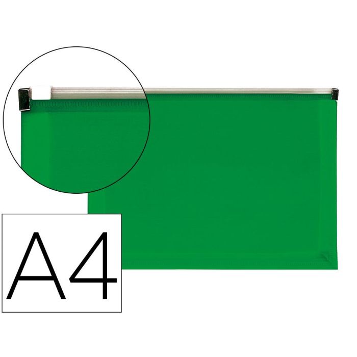 Carpeta Dossier Liderpapel A4 Cierre De Cremallera Verde Translucido 10 unidades