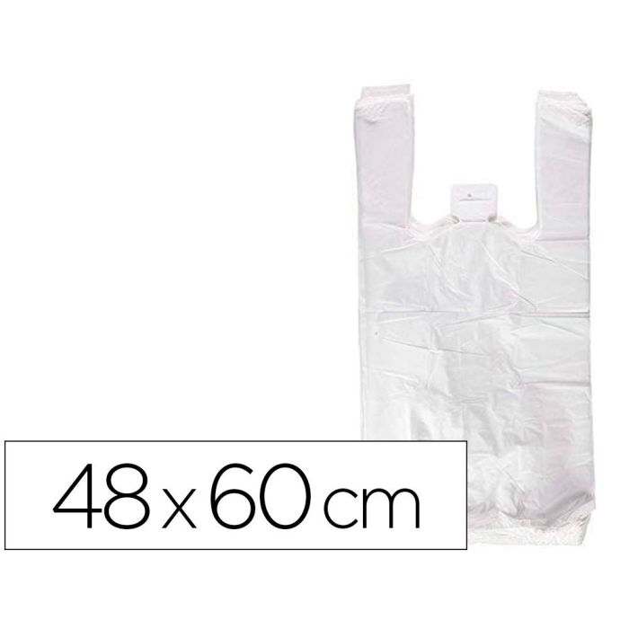 Bolsa Camiseta Reciclada 70% Blanca 50 Mc 48x60 cm Apta Legislacion De Bolsas 2021 90 unidades