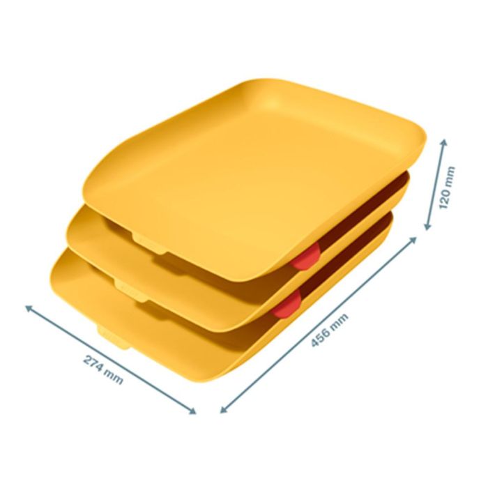 Bandeja Sobremesa Plastico Leitz Cosy Set De 3 Unidades Amarillo 274x120X456 mm 1