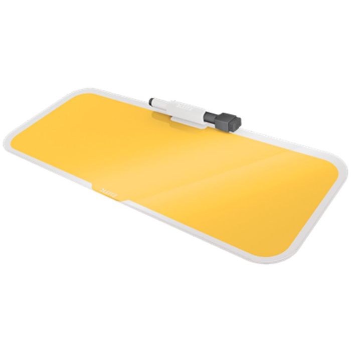 Pizarra Leitz Cosy Sobremesa Cristal Con Rotulador Y Borrador Amarillo 150x60X380 mm 1