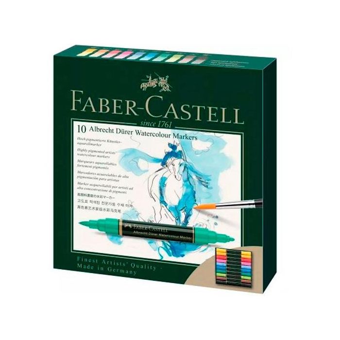 Faber castell rotuladores doble punta fina/pincel watercolour marker estuche de 10 c/surtidos
