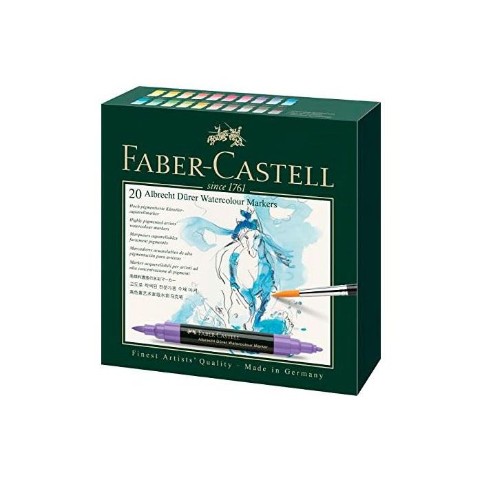 Faber castell rotuladores acuarelables doble punta fina/pincel watercolour marker estuche de 20 c/surtidos