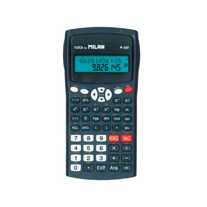 Calculadora Milan Cientifica M240 Black 2 Lineas 240 Funciones 10+2 Digitos Color Negra Con Tapa Color Gris 1