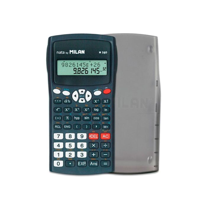 Calculadora Milan Cientifica M240 Black 2 Lineas 240 Funciones 10+2 Digitos Color Negra Con Tapa Color Gris 3