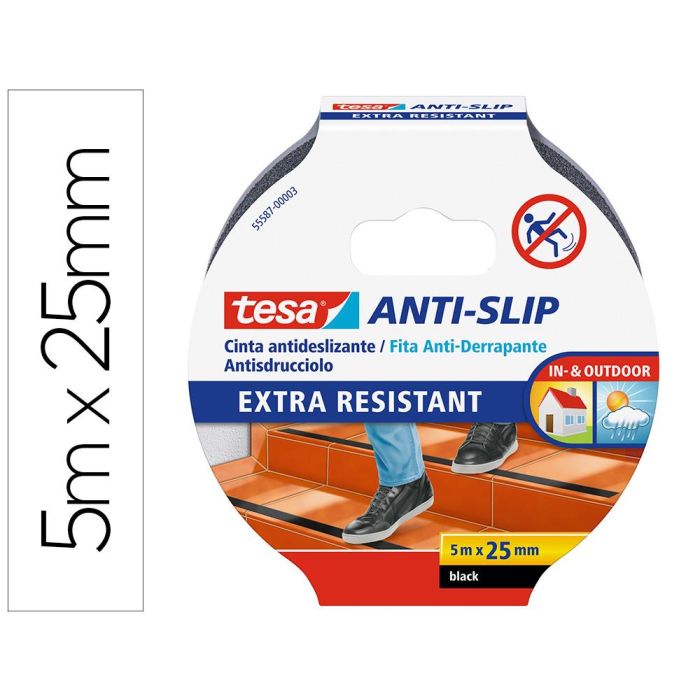 Cinta antideslizante negra 5m x 25mm 55587 tesa