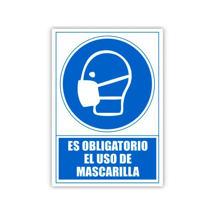 Archivo 2000 Señal "Obligatorio Uso De Mascarilla" 210x297 Pvc Azul Y Blanco 1