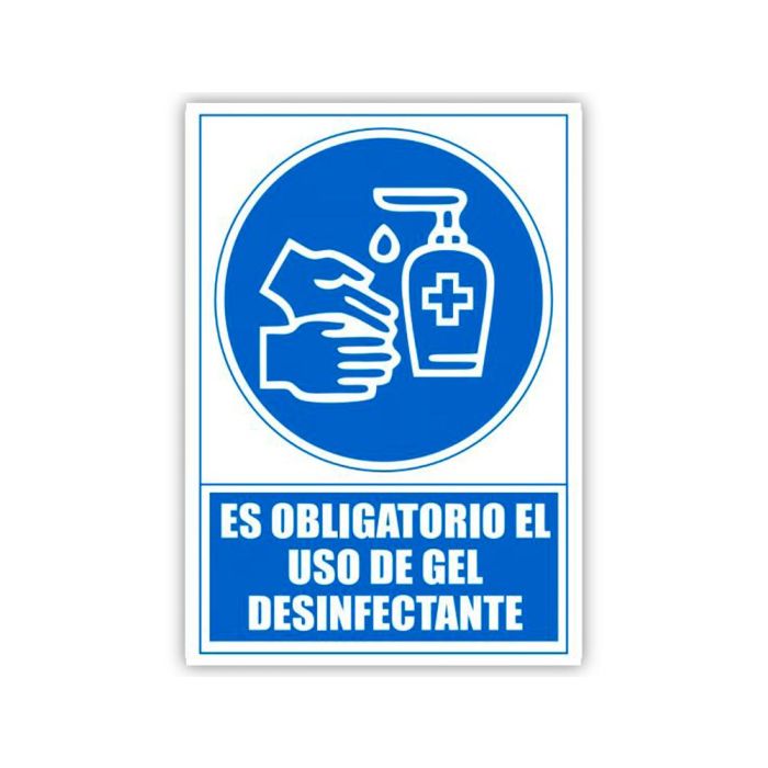 Pictograma Archivo 2000 Obligatorio El Uso De Gel Desinfectante Pvc Color Azul 210x297 mm 1