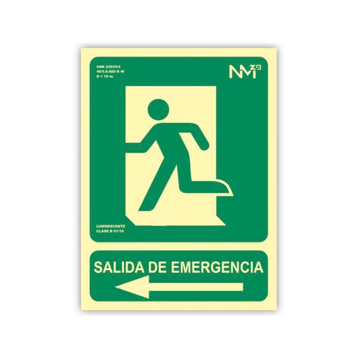 Archivo 2000 Señal "Salida De Emergencia Izquierda" 160x320 Pvc Verde 1