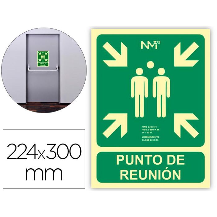 Cartel de evacuación "punto de reunion" clase b (pvc 0,7mm) 22.4x30cm normaluz