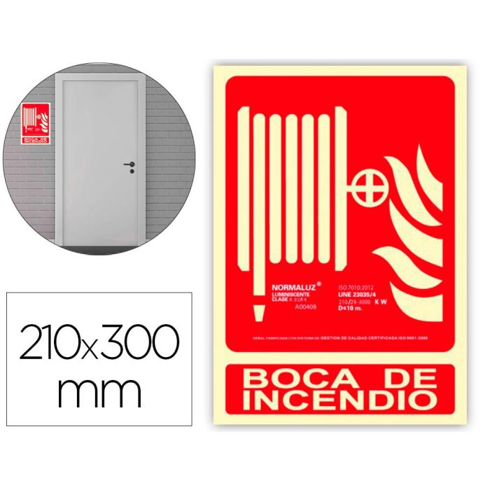 Pictograma Archivo 2000 Boca De Incendio Pvc Rojo Luminiscente 210x300 mm