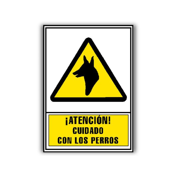 Pictograma Archivo 2000 Atencion Cuidado Con Los Perros Pvc Amarillo Luminiscente 210x297 mm 1