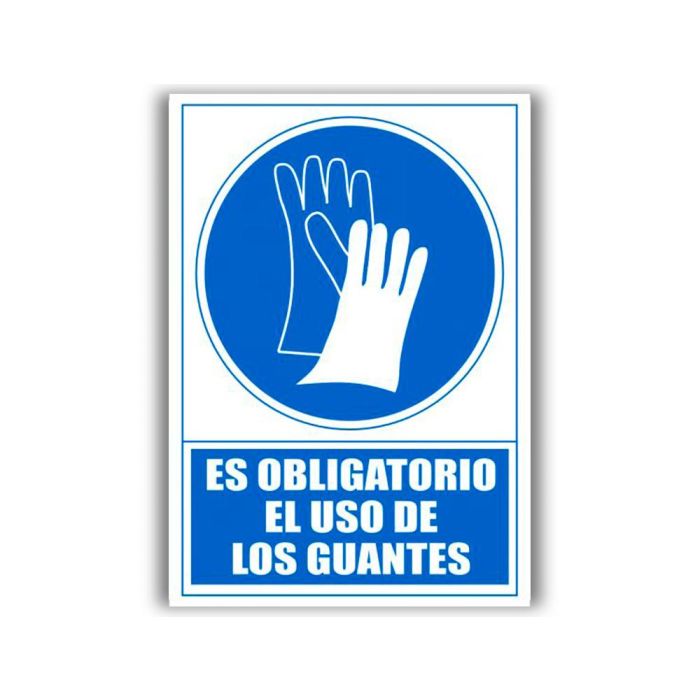 Archivo 2000 Señal "Obligatorio Uso De Guantes" 210x297 Pvc Azul Y Blanco 1