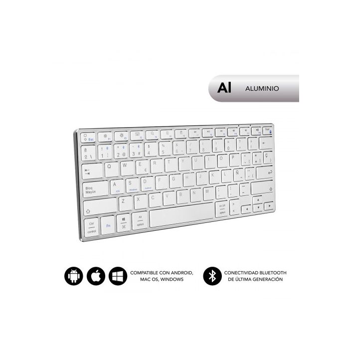 Teclado Compacto Inalámbrico por Bluetooth Subblim Advance Compact/ Plata