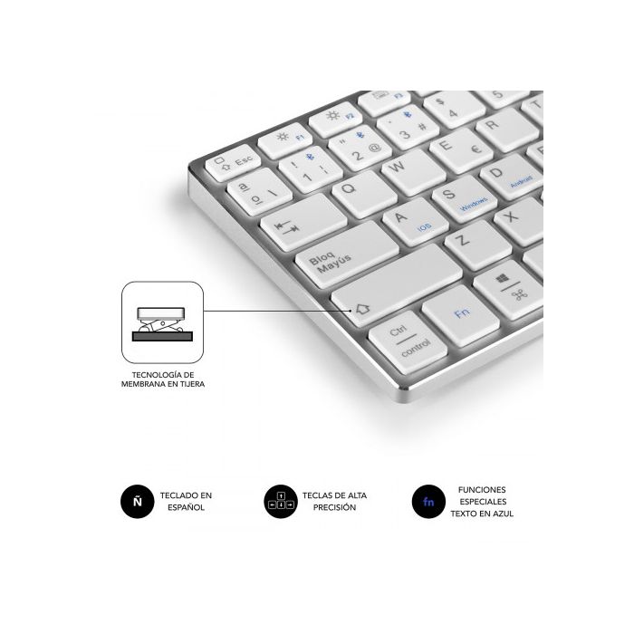 Teclado Inalámbrico Subblim SUB-KB-3ADC200 BLUETOOTH 3.0 350 mAh Qwerty Español Plateado Español 4