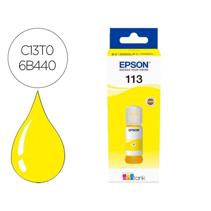 Epson Tinta Bote Amarillo Ecotank Et-5850, Et-5800, Et-16650, Et-16600, Et-5880, Et-5170 - Nº 113