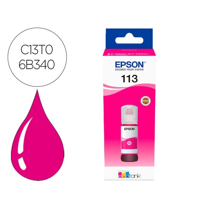 Epson Tinta Bote Magenta Ecotank Et-5850, Et-5800, Et-16650, Et-16600, Et-5880, Et-5170 - Nº 113