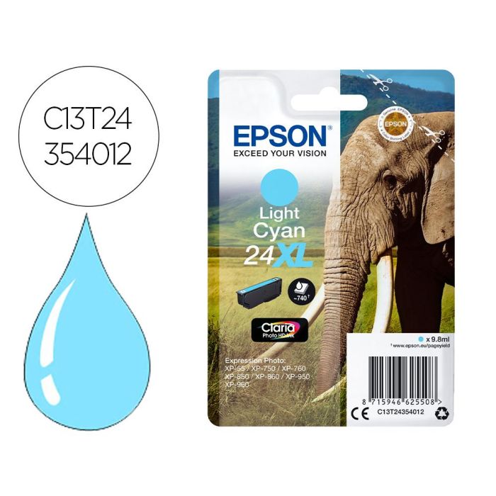 Ink-Jet Epson Claria Photo Hd Ink Cian Claro 24XL Expression Photo Xp-950