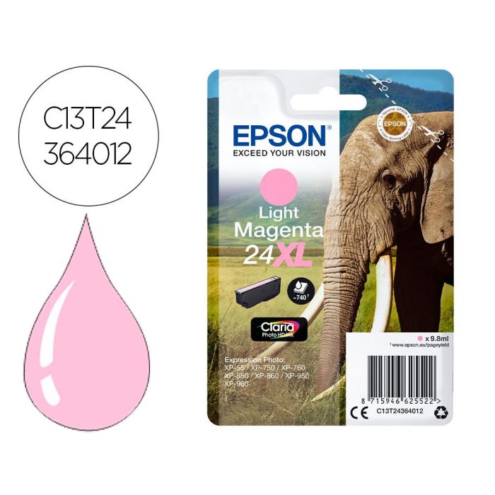 Ink-Jet Epson Claria Photo Hd Ink Magenta Claro 24XL Expression Photo Xp-950