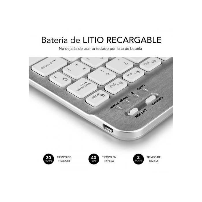 Teclado Bluetooth con Soporte para Tablet Subblim SUB-KBT-SMBL30 Qwerty Español Negro/Blanco Multicolor Español 6