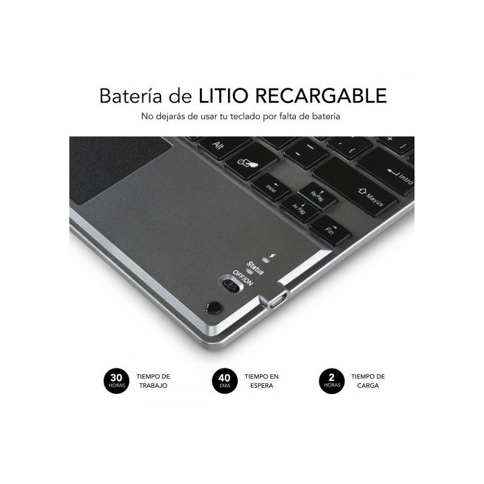 SUBBLIM Teclado Bluetooth Smart Backlit BT Keyboard Touchpad Grey 6
