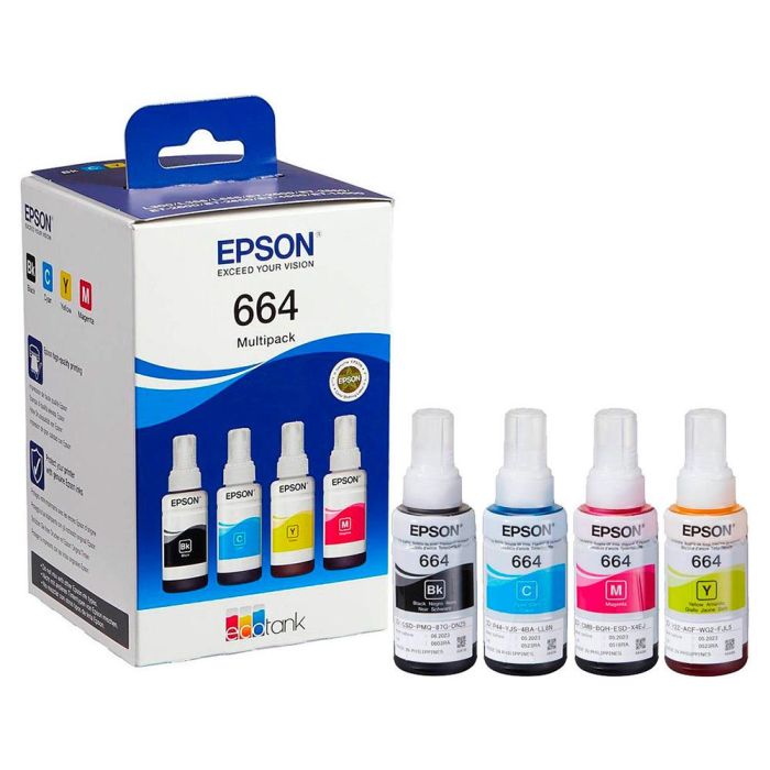 Ink-Epson -664 4 cLr Multipack Bk - C - M - Y Ecotank L300 - L355 - L555 - Et-2500 - Et-2550 - Et-2600 - 3