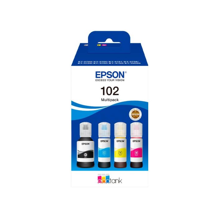 Ink-Epson -102 Ecotank Multipack Botella Ink -Ecotank Et-2700 - Et-2750 - Et-2751 - Et-2756 - Et-3700 - 1