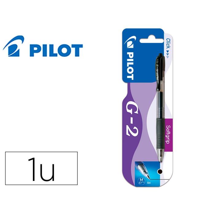 Boligrafo Pilot G-2 Negro Tinta Gel Retractil Sujecion De Caucho En Blister