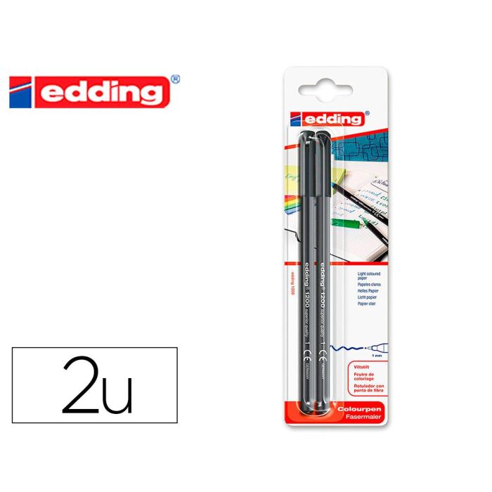 Rotulador Edding Punta Fibra 1200 Negro N.1 Punta Redonda 0.5 mm Blister De 2 Unidades