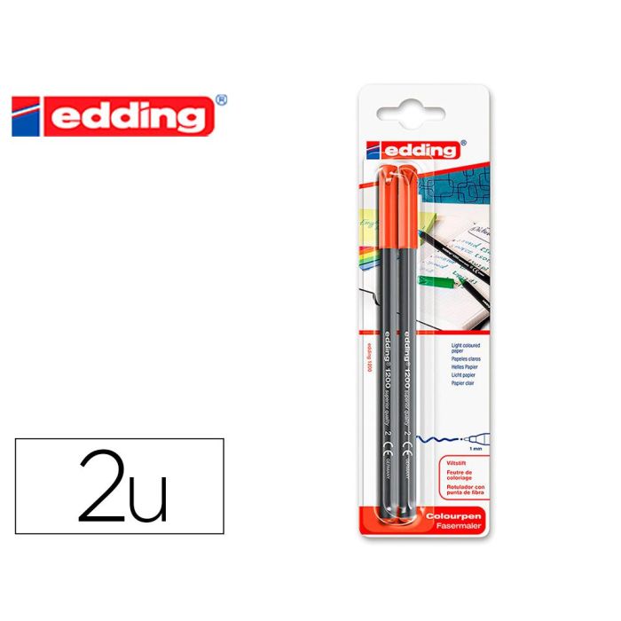 Rotulador Edding Punta Fibra 1200 Rojo N.2 Punta Redonda 0.5 mm Blister De 2 Unidades