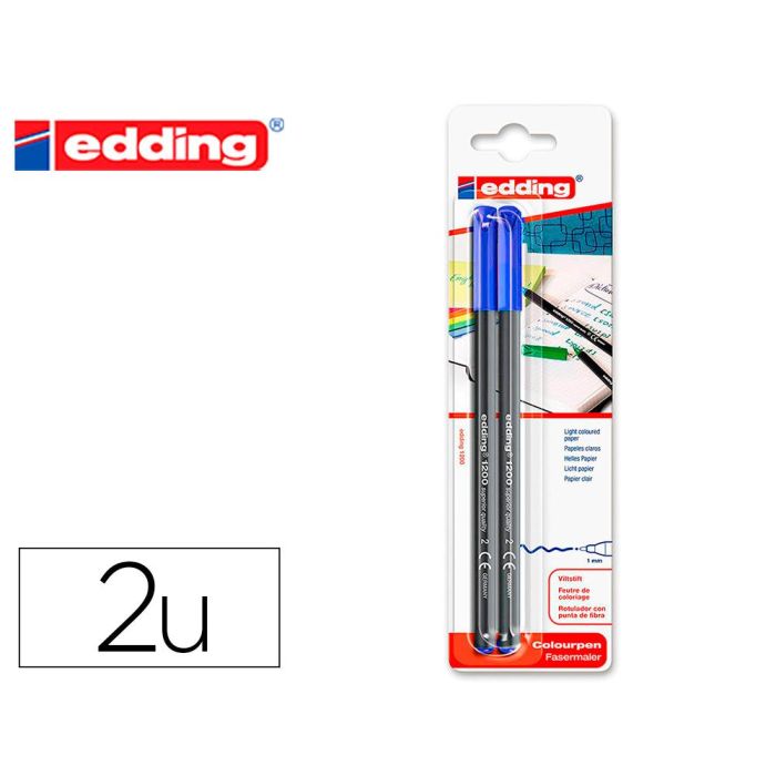 Rotulador Edding Punta Fibra 1200 Azul N.3 Punta Redonda 0.5 mm Blister De 2 Unidades