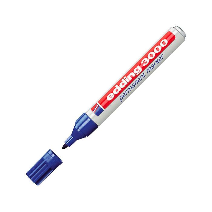 Rotulador Edding Marcador Permanente 3000 Azul N.3 Punta Redonda 1,5-3 mm Blister De 1 Unidad 1