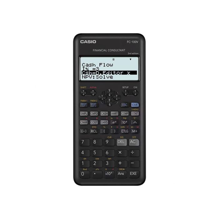 Calculadora Casio Fc-100 V Financiera 4 Lineas 10+2 Digitos Almacenamiento Flash Calculo De Ganancias Con Tapa 1