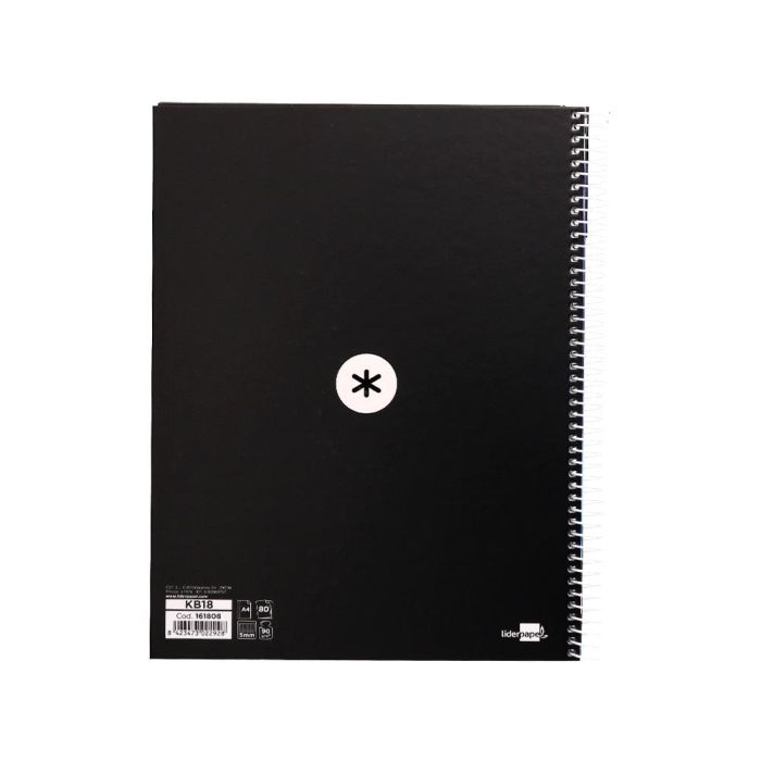 Cuaderno Espiral A4 Micro Antartik Tapa Forrada 80H 90 gr Cuadro 5 mm 1 Banda 4 Taladros Negro 1