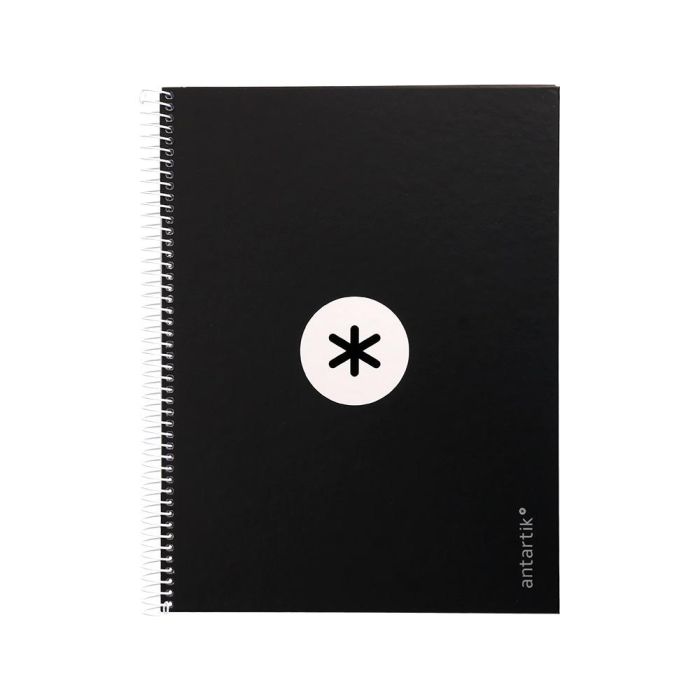 Cuaderno Espiral A4 Micro Antartik Tapa Forrada 80H 90 gr Cuadro 5 mm 1 Banda 4 Taladros Negro